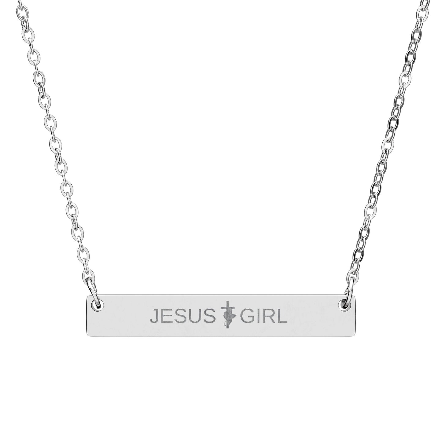 JESUS GIRL Engraved Horizontal Bar Necklace