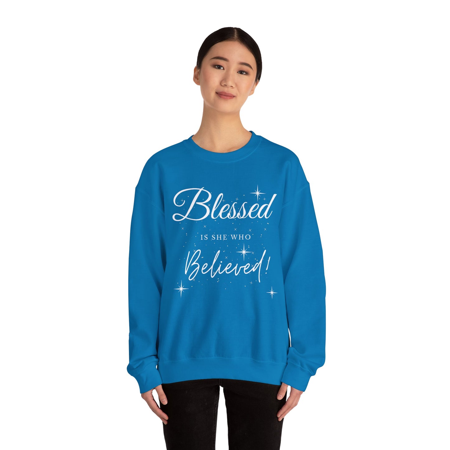Blessed Is She Who Believes Crewneck Sweatshirt
