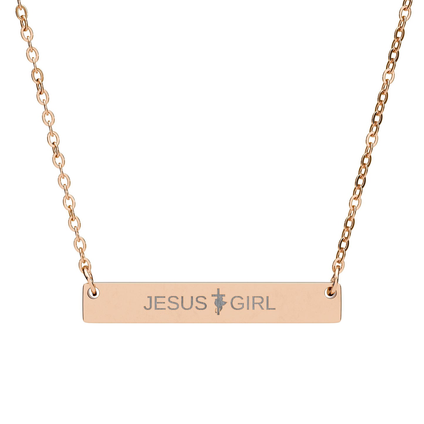 JESUS GIRL Engraved Horizontal Bar Necklace
