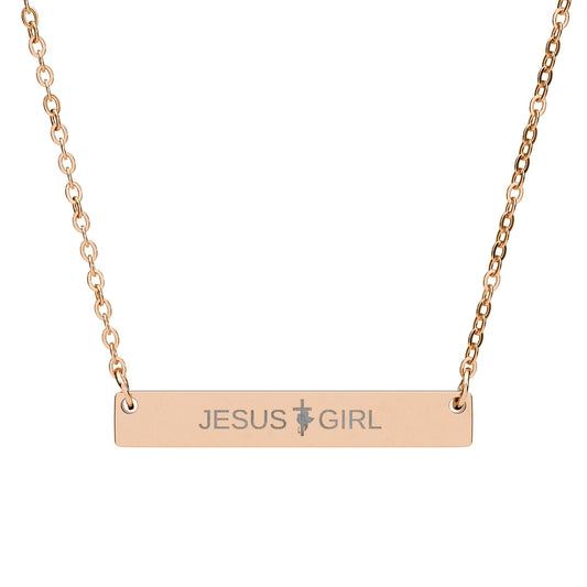 JESUS GIRL Engraved Horizontal Bar Necklace