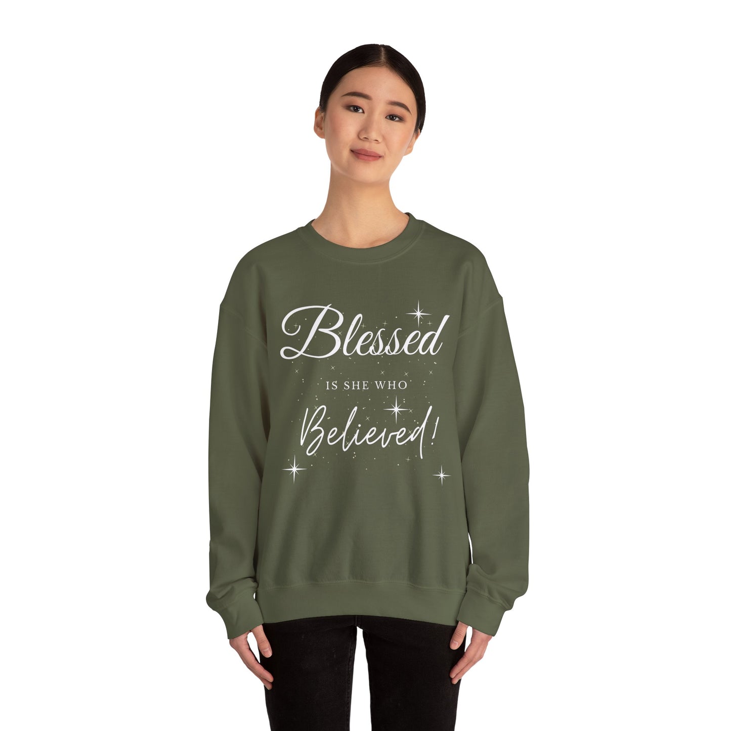 Blessed Is She Who Believes Crewneck Sweatshirt