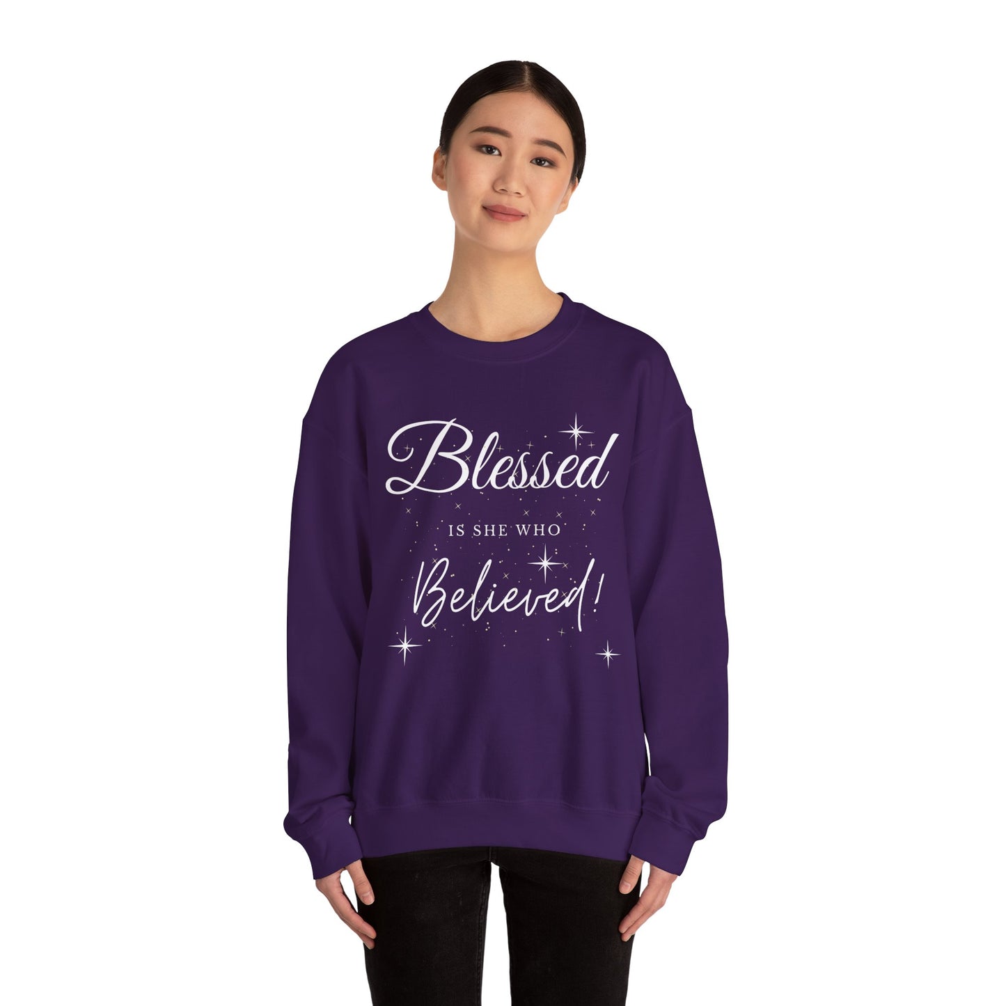 Blessed Is She Who Believes Crewneck Sweatshirt