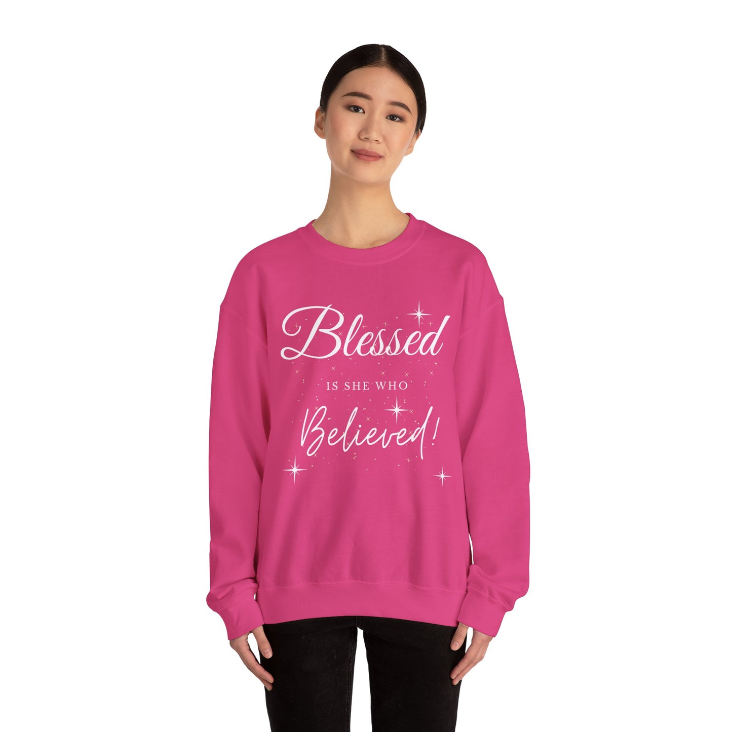 Blessed Is She Who Believes Crewneck Sweatshirt