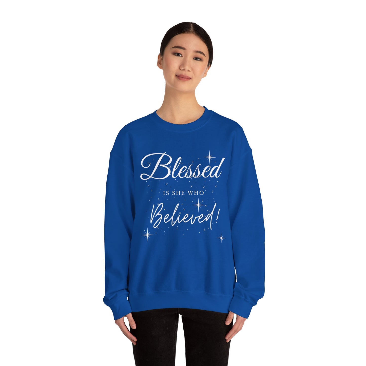 Blessed Is She Who Believes Crewneck Sweatshirt