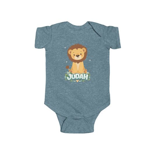 Personalized Baby Bodysuit — Cute Lion Design with Name (Judah)
