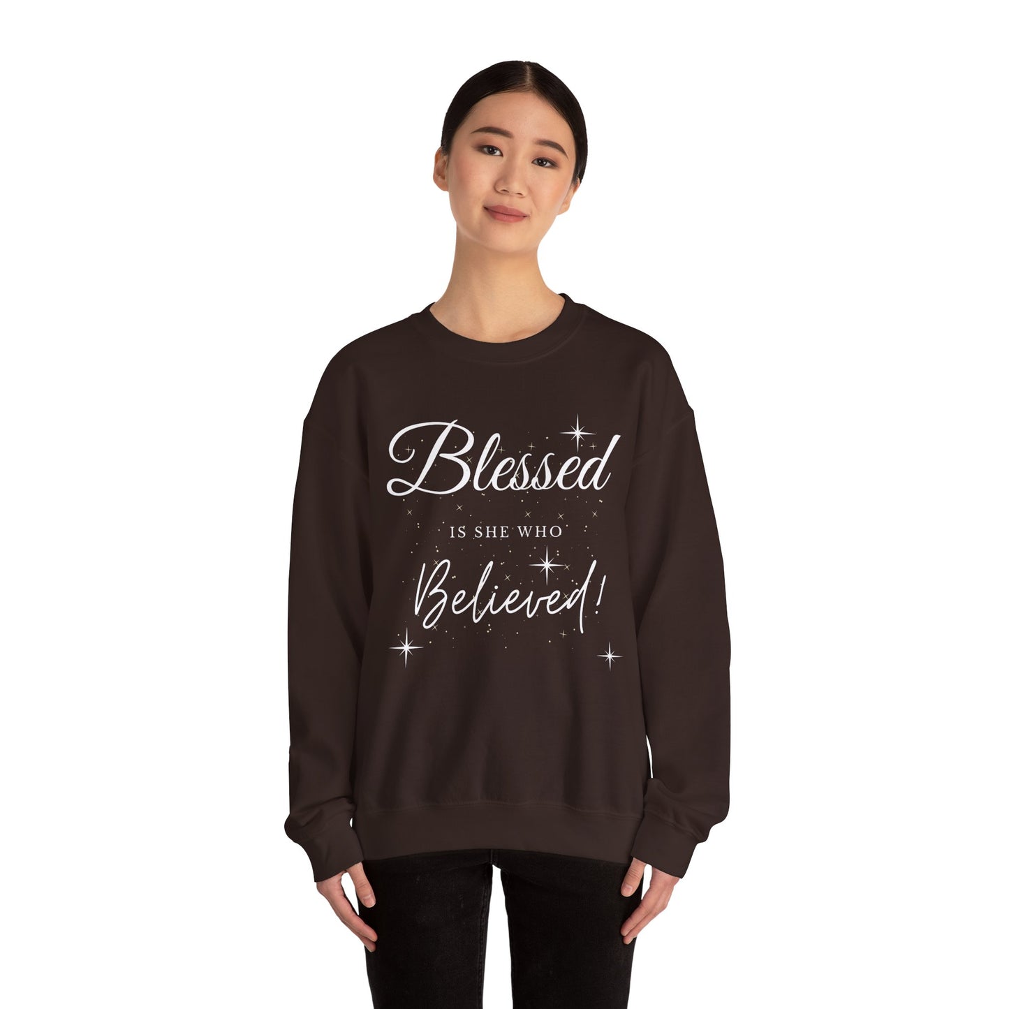 Blessed Is She Who Believes Crewneck Sweatshirt