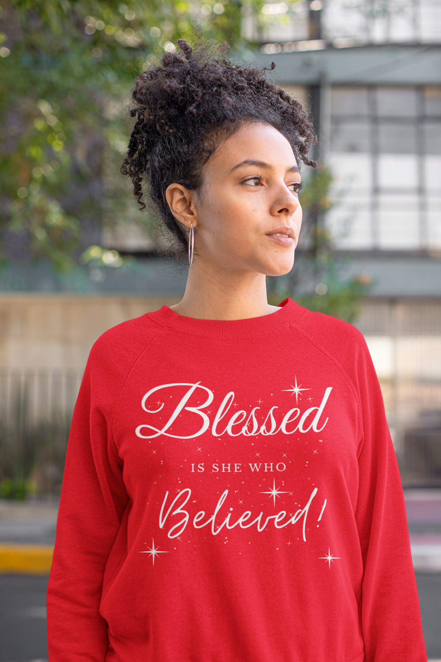 Blessed Is She Who Believes Crewneck Sweatshirt