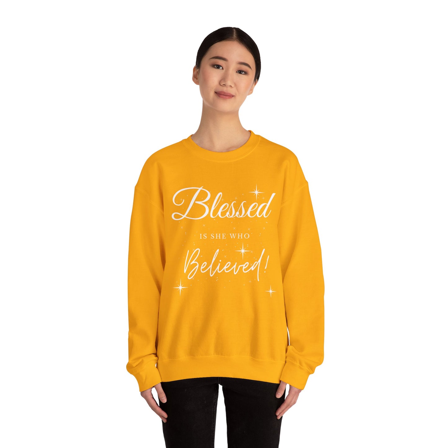Blessed Is She Who Believes Crewneck Sweatshirt