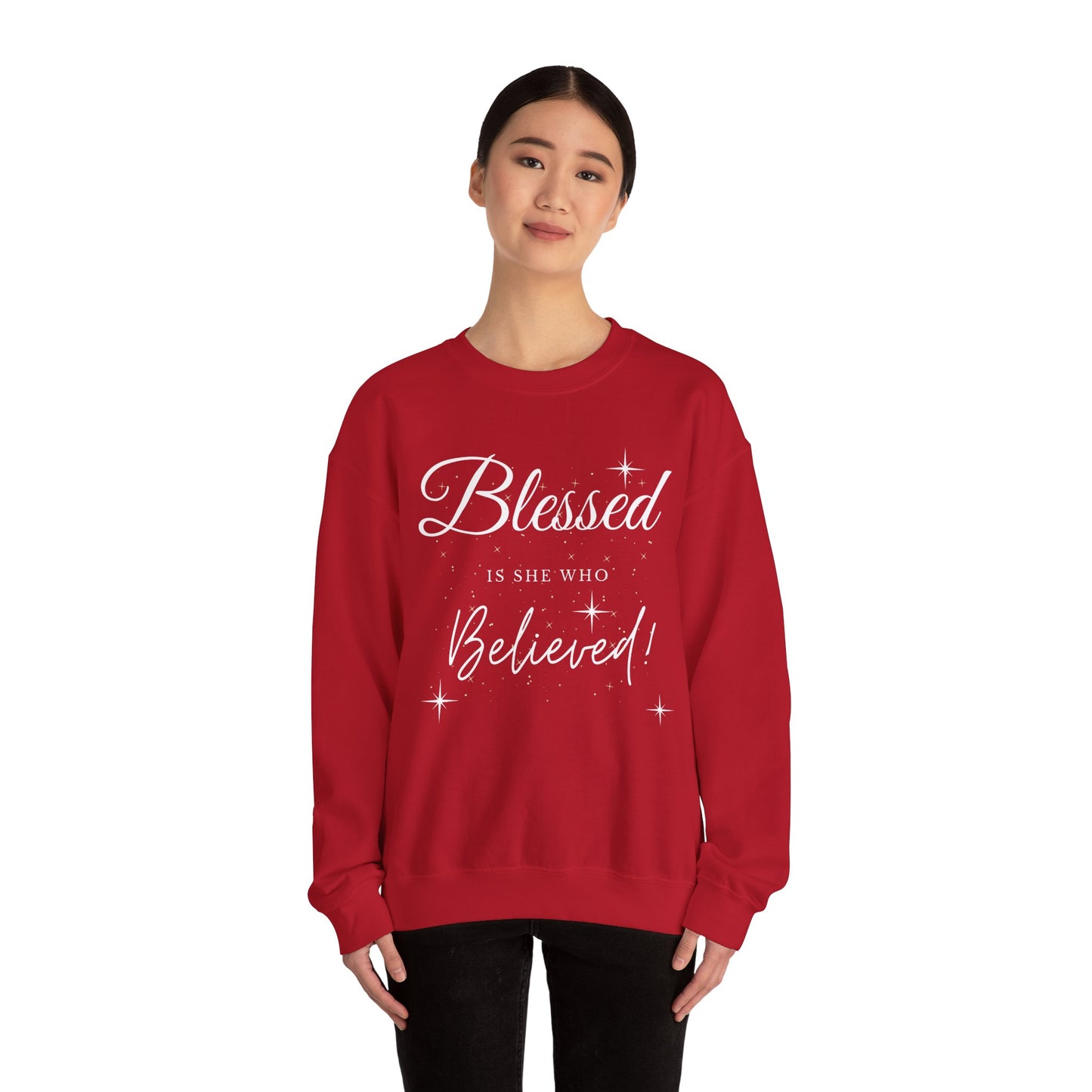 Blessed Is She Who Believes Crewneck Sweatshirt