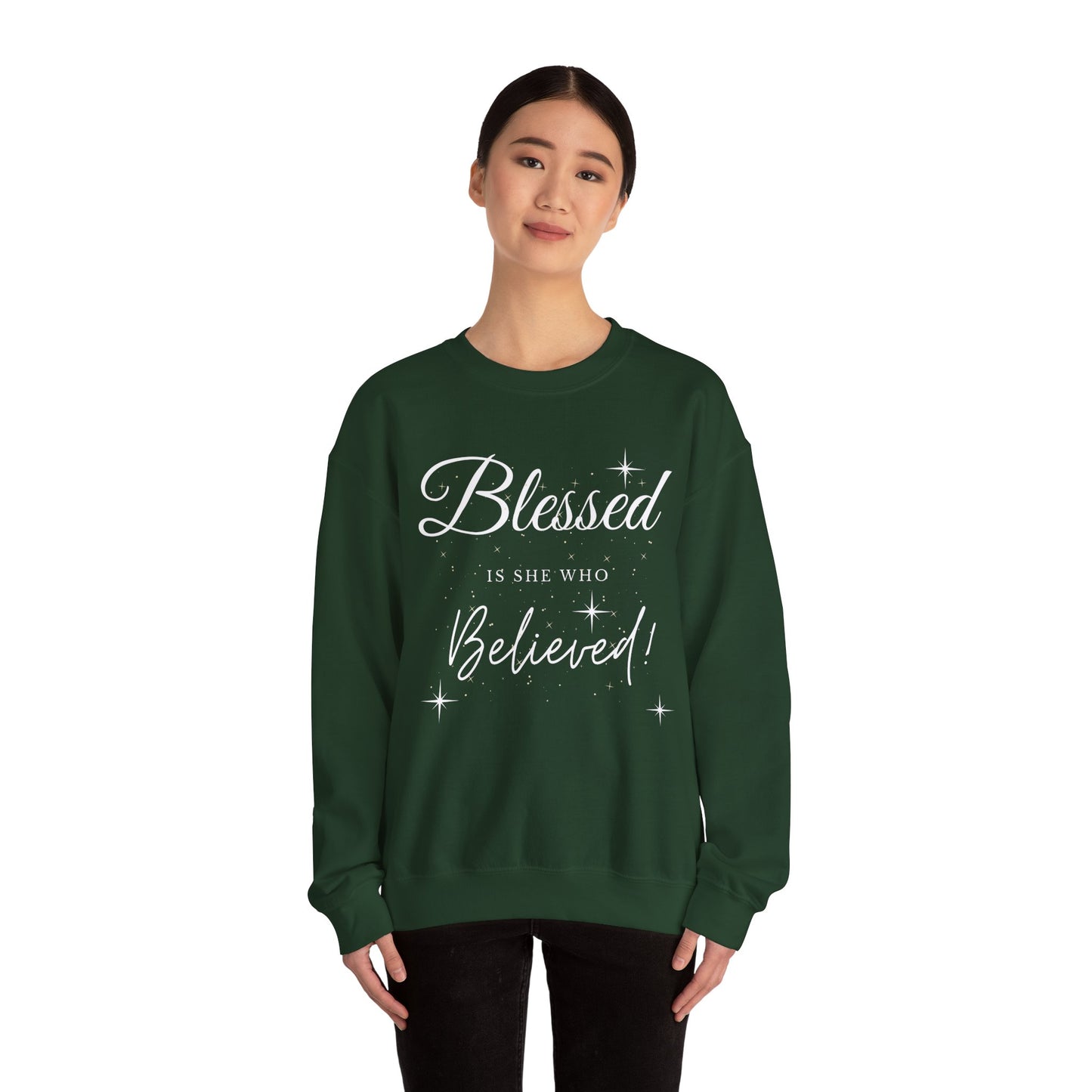 Blessed Is She Who Believes Crewneck Sweatshirt