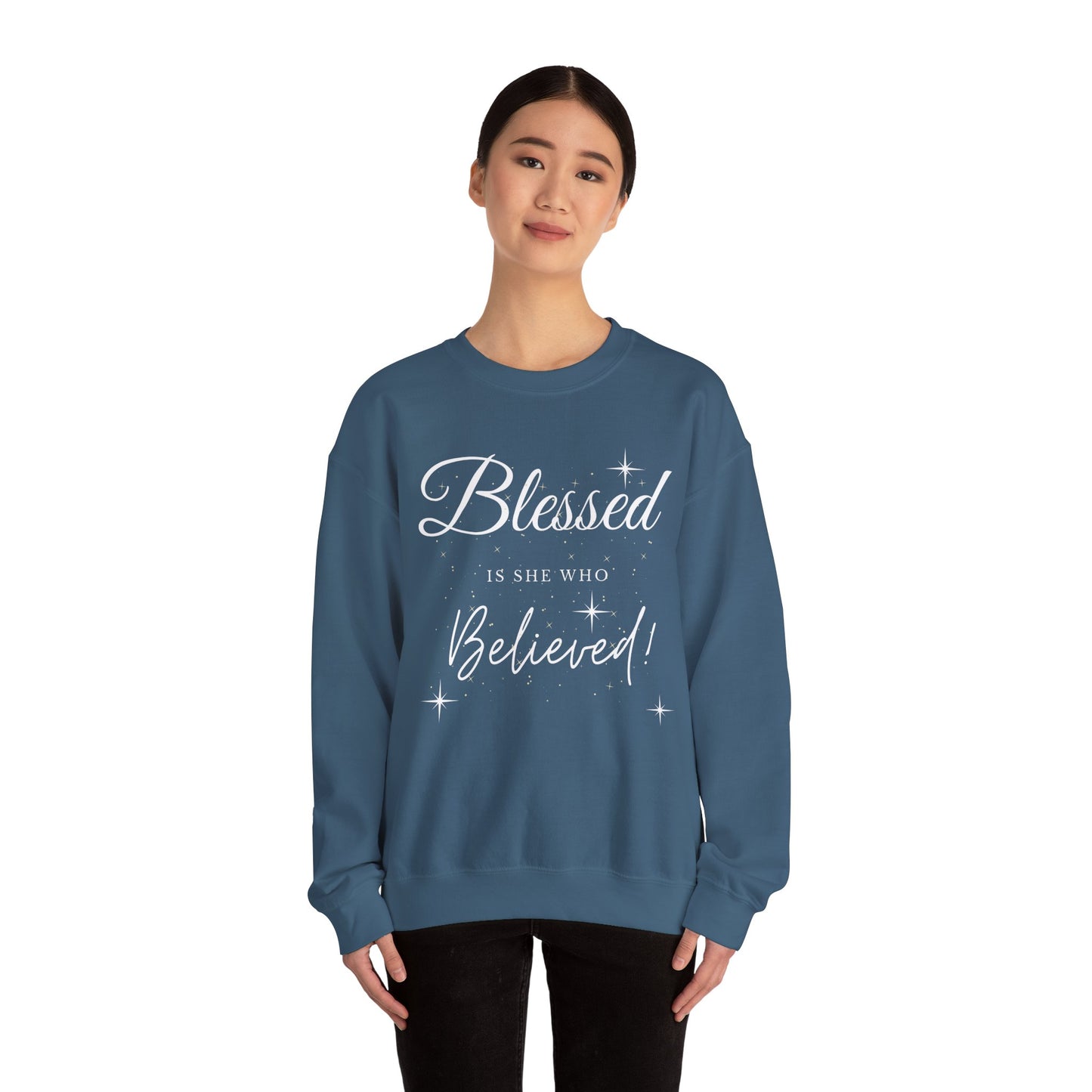 Blessed Is She Who Believes Crewneck Sweatshirt