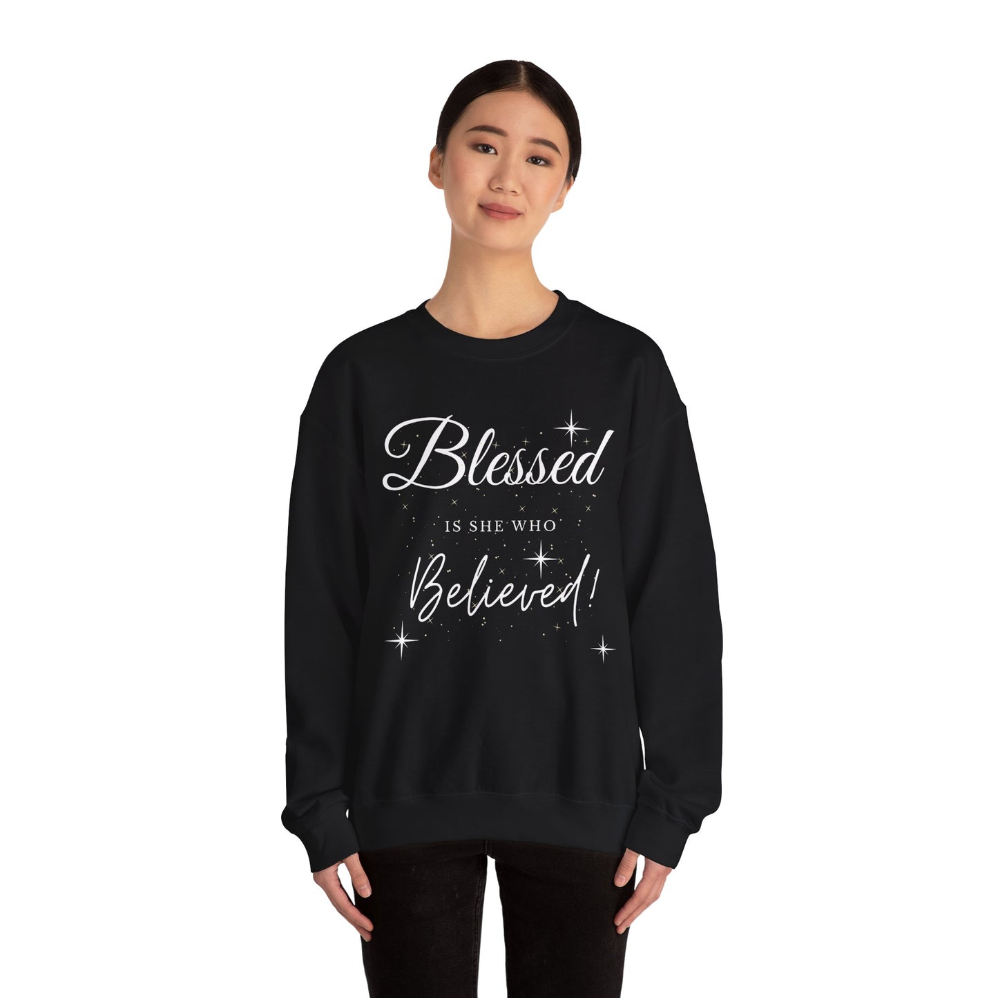 Blessed Is She Who Believes Crewneck Sweatshirt