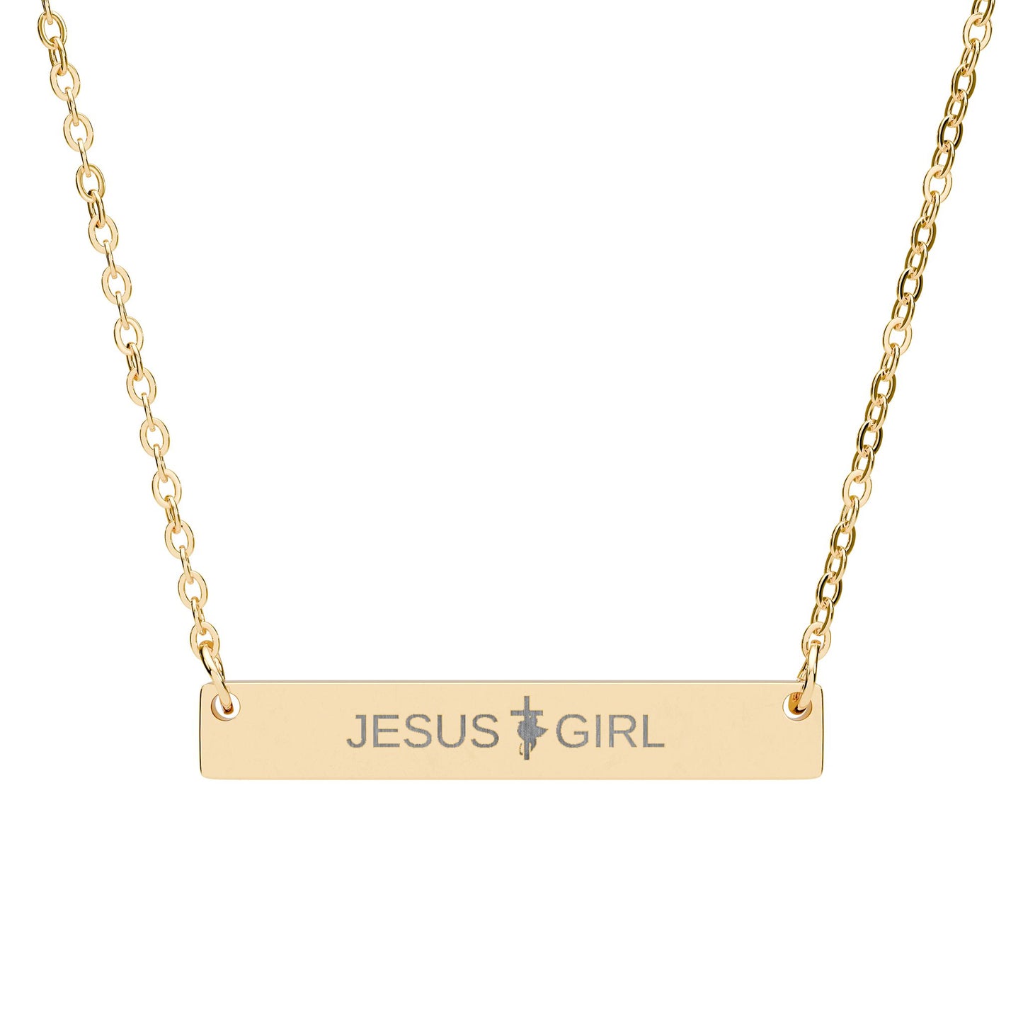 JESUS GIRL Engraved Horizontal Bar Necklace