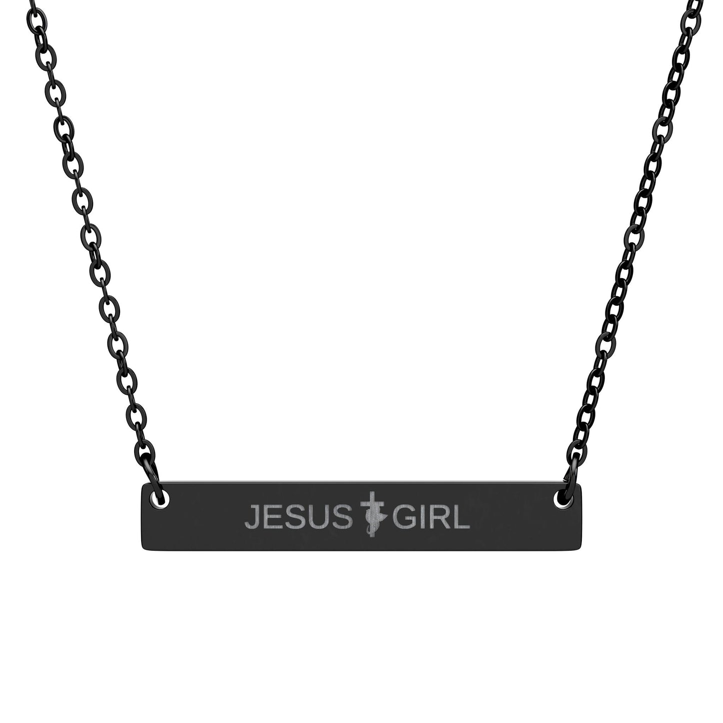 JESUS GIRL Engraved Horizontal Bar Necklace