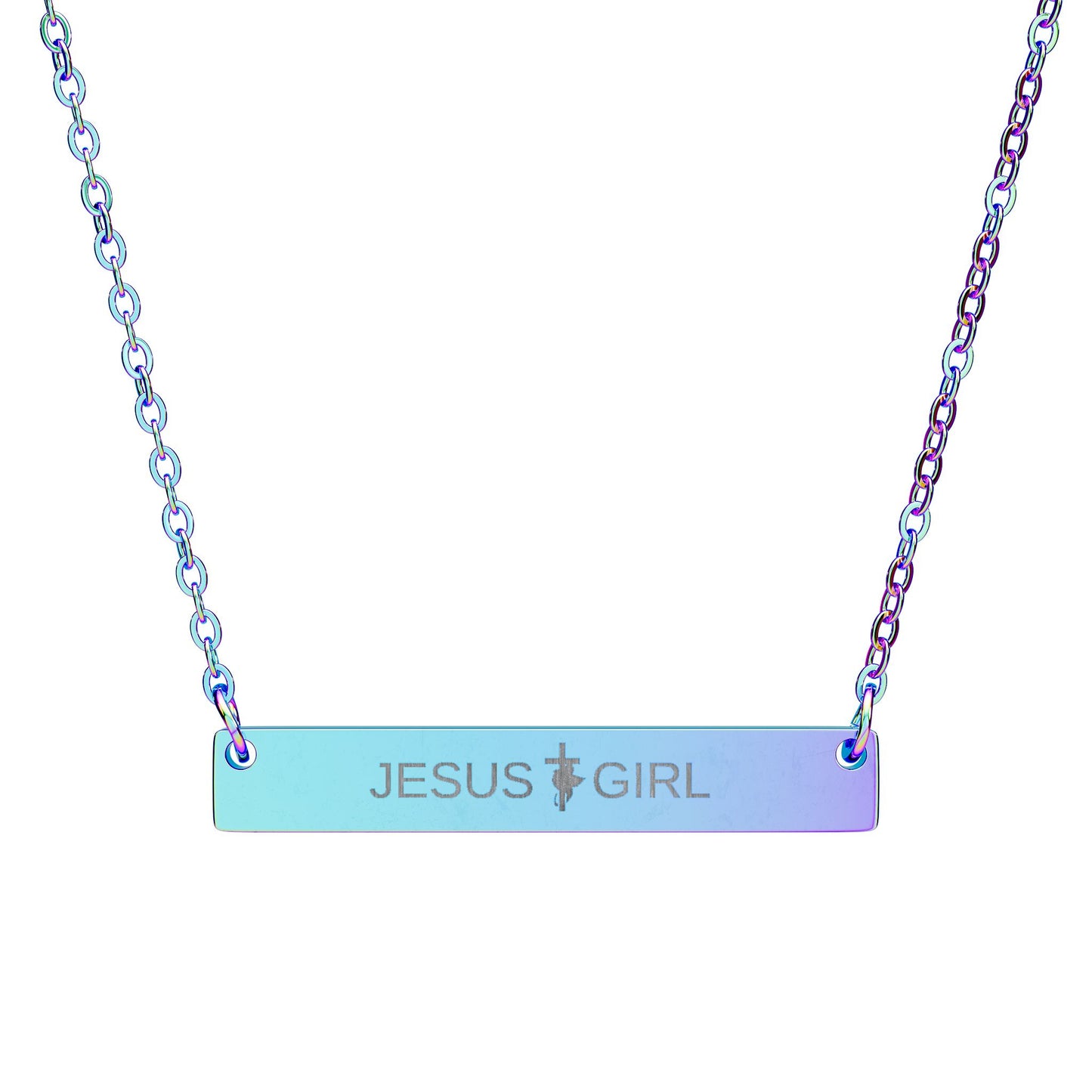 JESUS GIRL Engraved Horizontal Bar Necklace